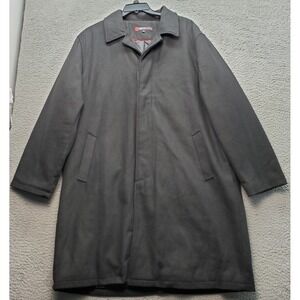Alpine Swiss Overcoat Mens Large Black Quilted Lined Long Sleeve Button‎ Front